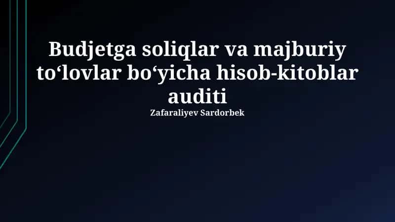 Budjetga soliqlar va majburiy to‘lovlar bo‘yicha hisob-kitoblar auditi 1