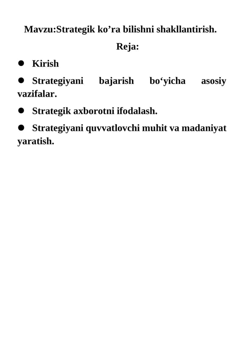 Strategik ko’ra bilishni shakllantirish 1