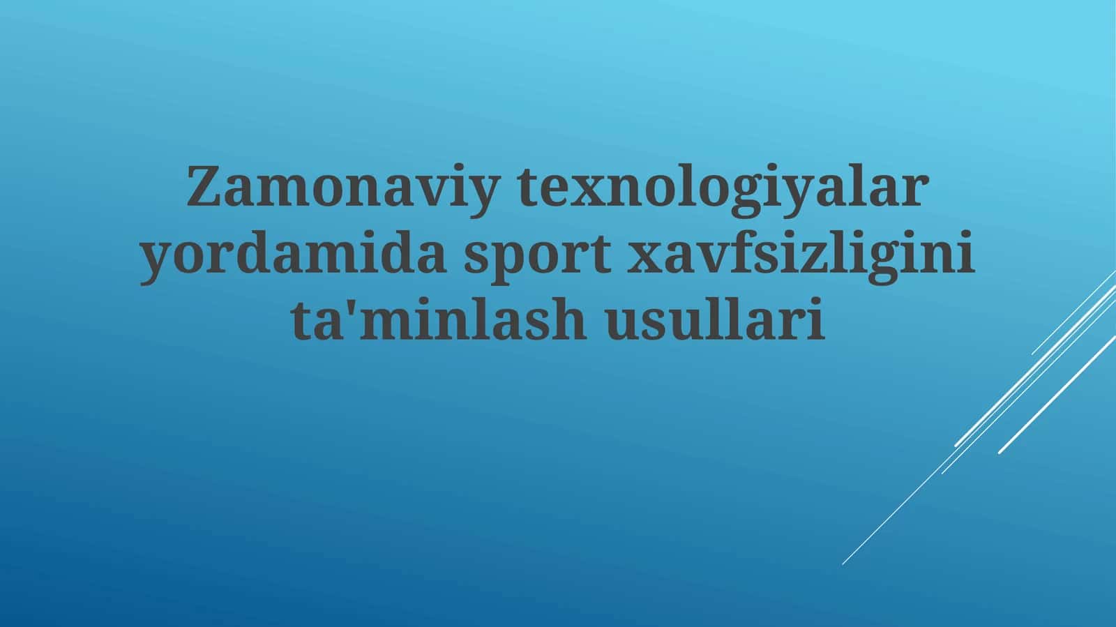 Zamonaviy texnologiyalar yordamida sport xavfsizligini ta'minlash usullari 1