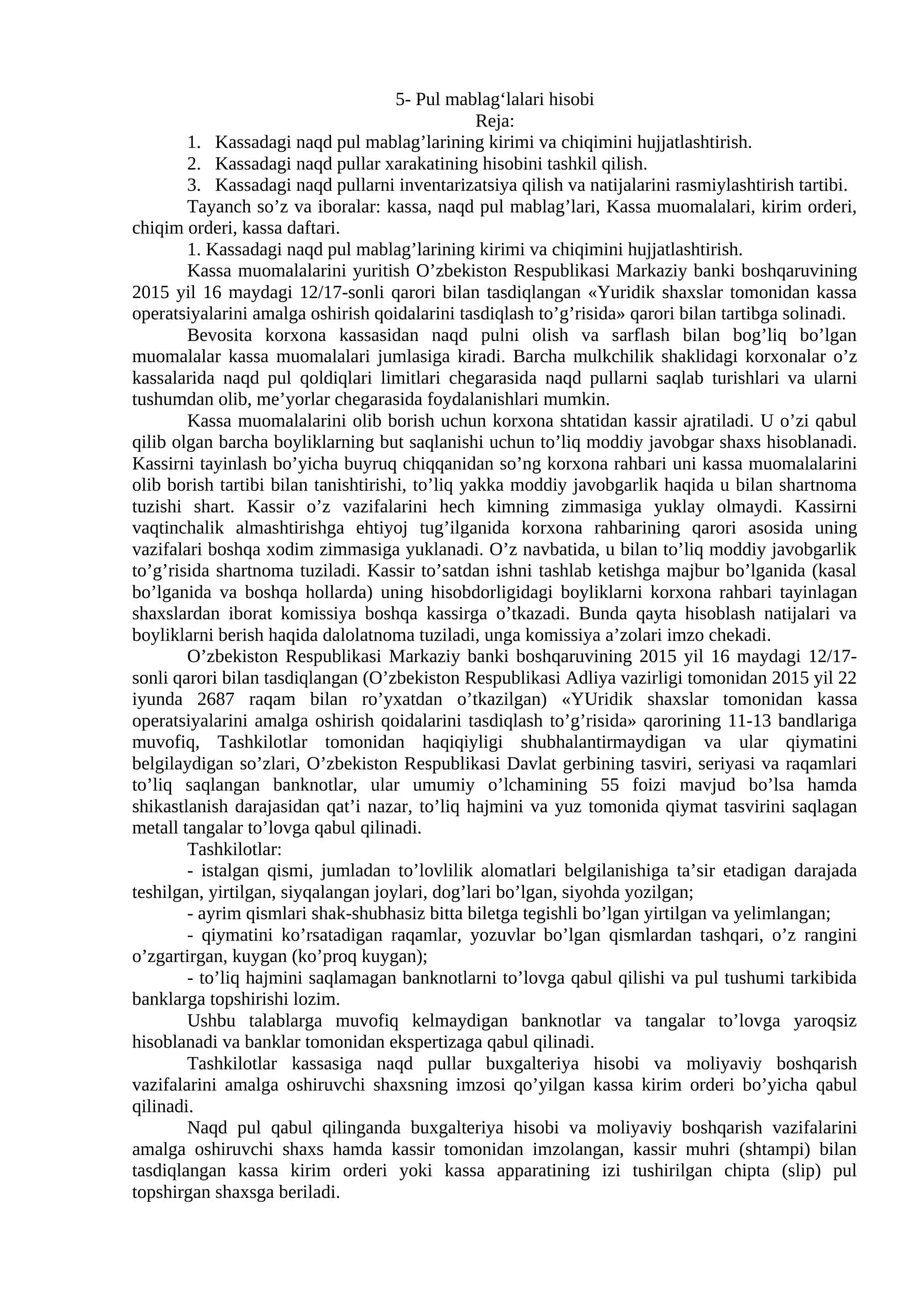 Pul mablag‘lalari hisobi 1