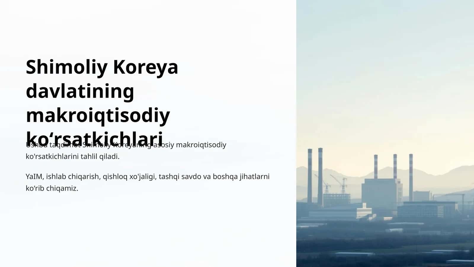 Shimoliy Koreya davlatining makroiqtisodiy koʻrsatkichlari 1