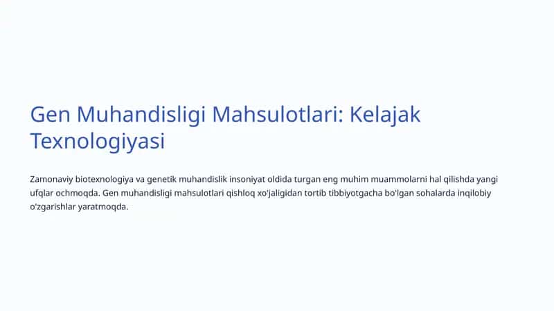 Gen Muhandisligi Mahsulotlari 1