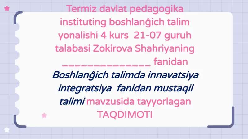 Boshlang'ich ta'limda innovatsiyalarga kirish 1