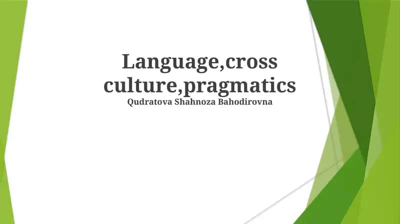 Language, Cross Culture, Pragmatics 1