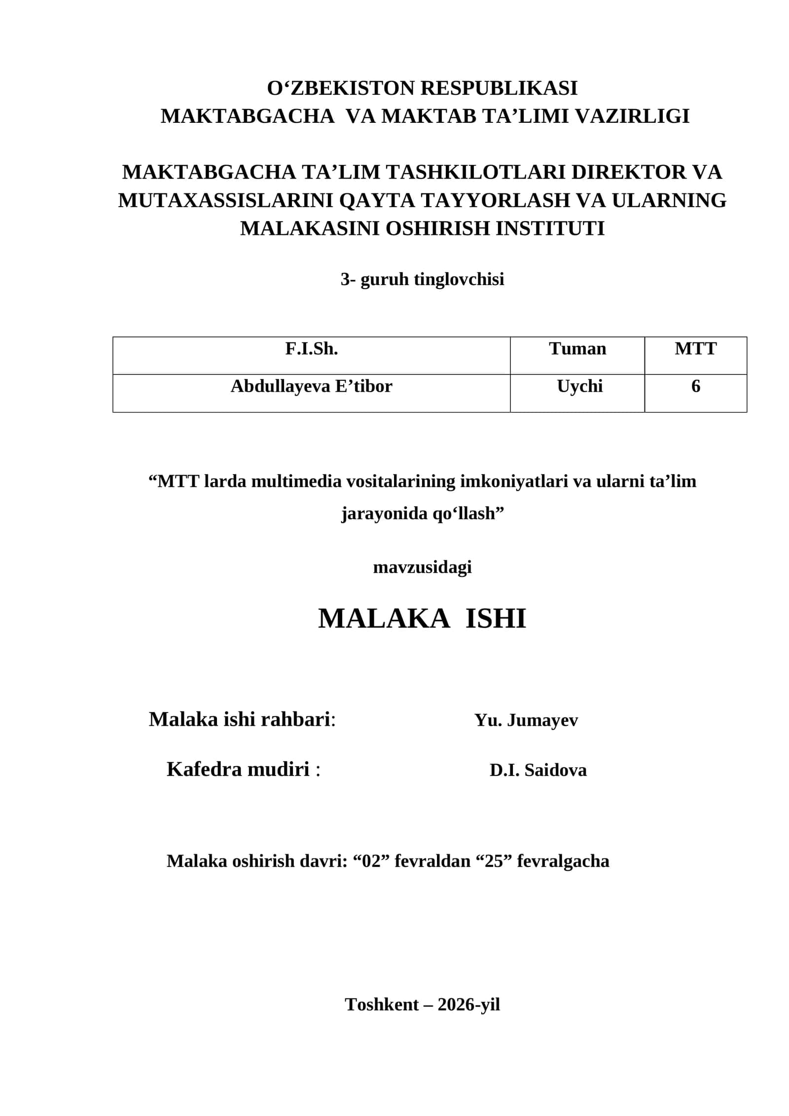 MTT larda multimedia vositalarining imkoniyatlari va ularni taʼlim jarayonida qoʻllash 1