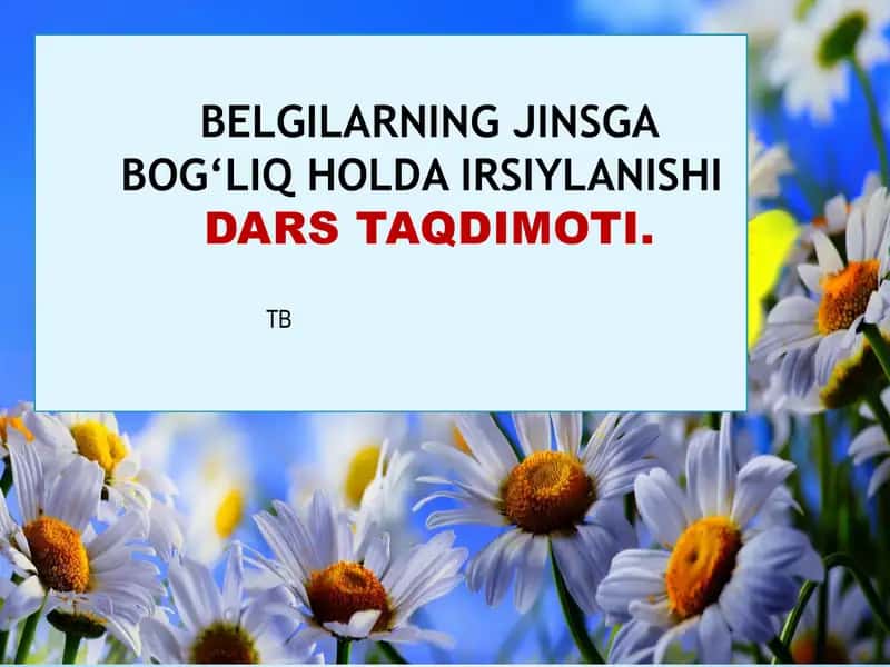 Belgilarning jinsga bog‘liq holda irsiylanishidars taqdimoti 1