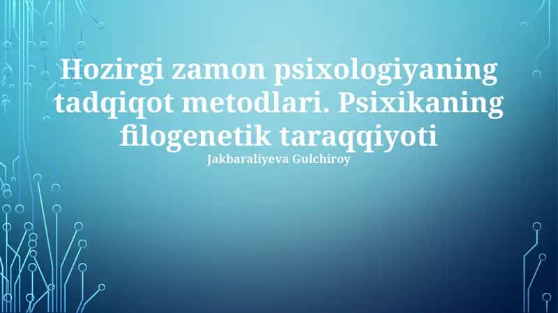 Zamonaviy psixologik tadqiqot usullari 1