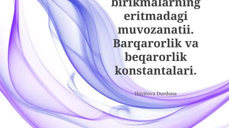 Kompleks birikmalarning eritmada muvozanati va barqarorlik konstantalari 1