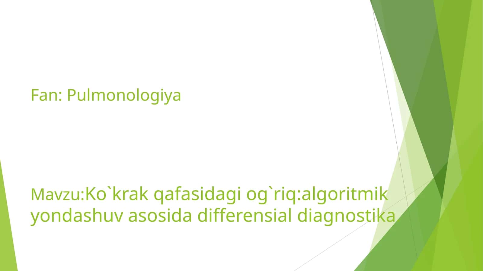 Ko`krak qafasidagi og`riq:algoritmik yondashuv asosida differensial diagnostika 1