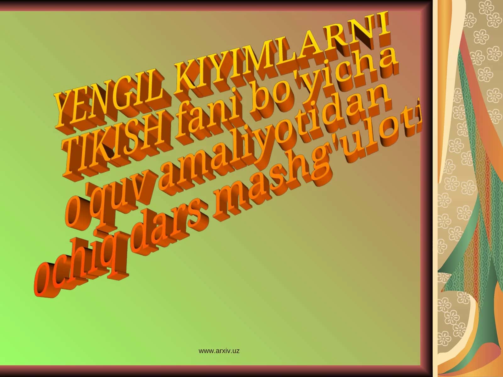 TO’GRI YUBKA BO’LAKLARINI BICHISH 1