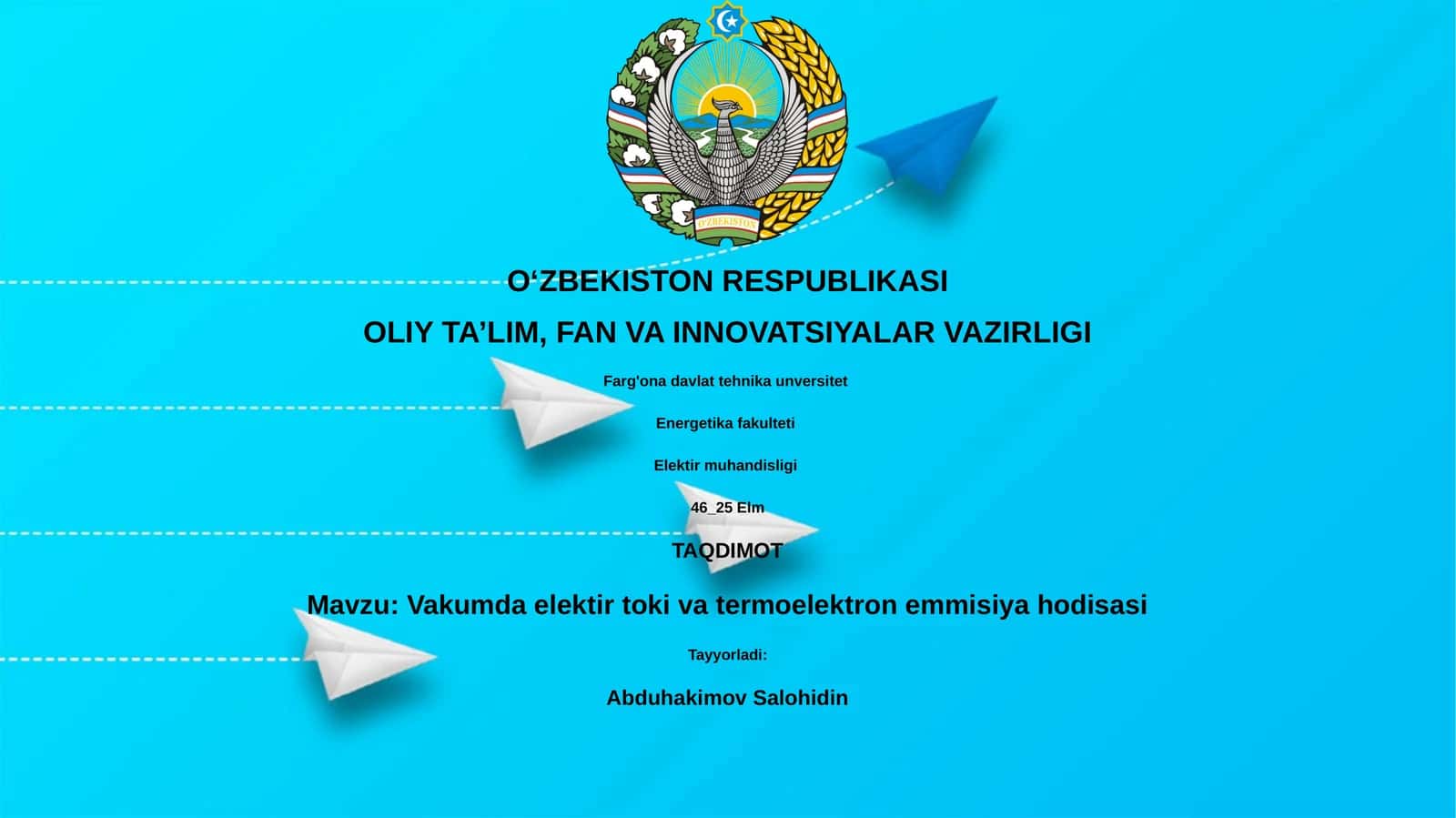Vakumda elektir toki va termoelektron emmisiya hodisasi 1