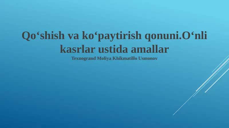 O'nlik kasrlar bilan amallar 1