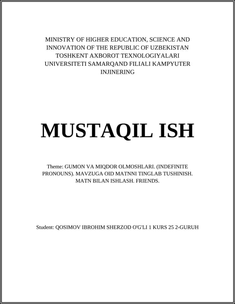 GUMON VA MIQDOR OLMOSHLARI. (INDEFINITE PRONOUNS) 1