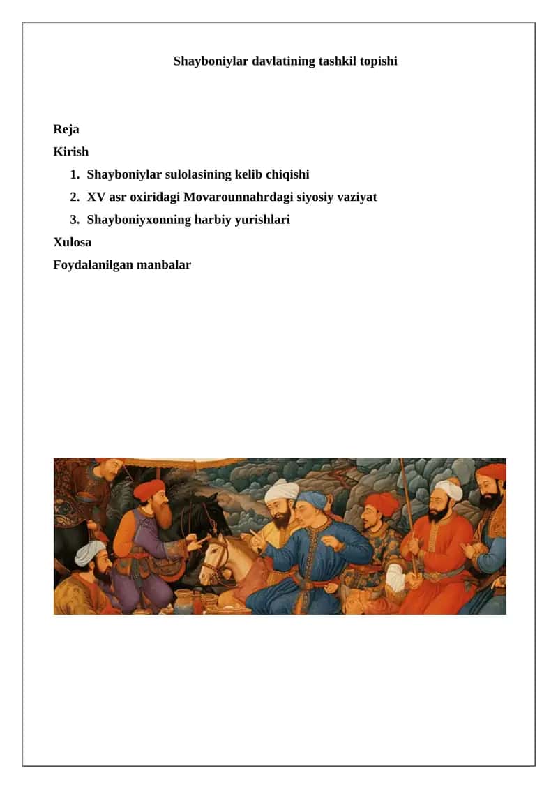 Shayboniylar davlatining tashkil topishi 1