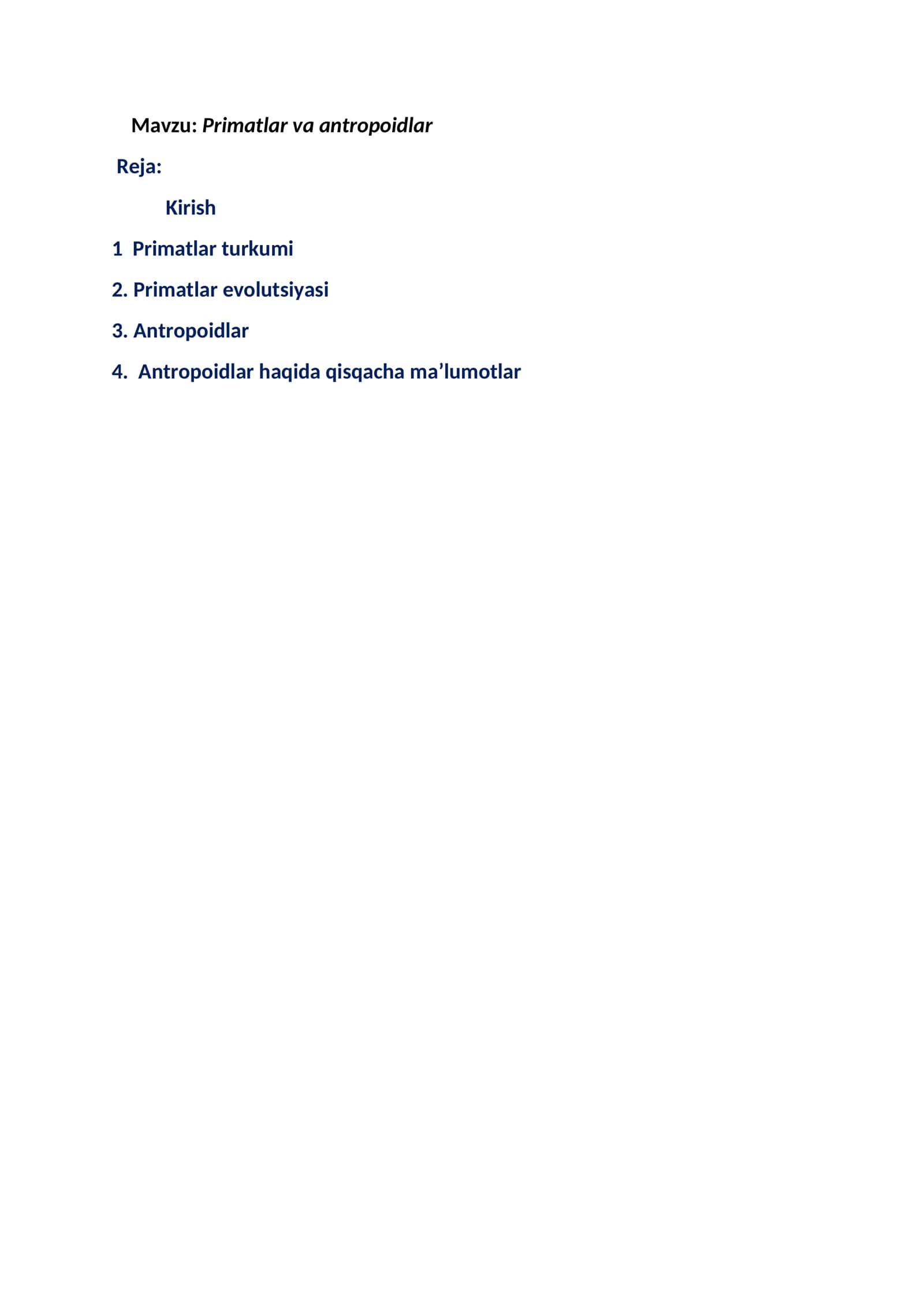 Primatlar va antropoidlar 1