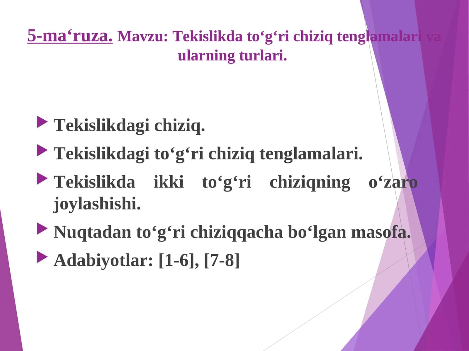 Tekislikdagi chiziq 1