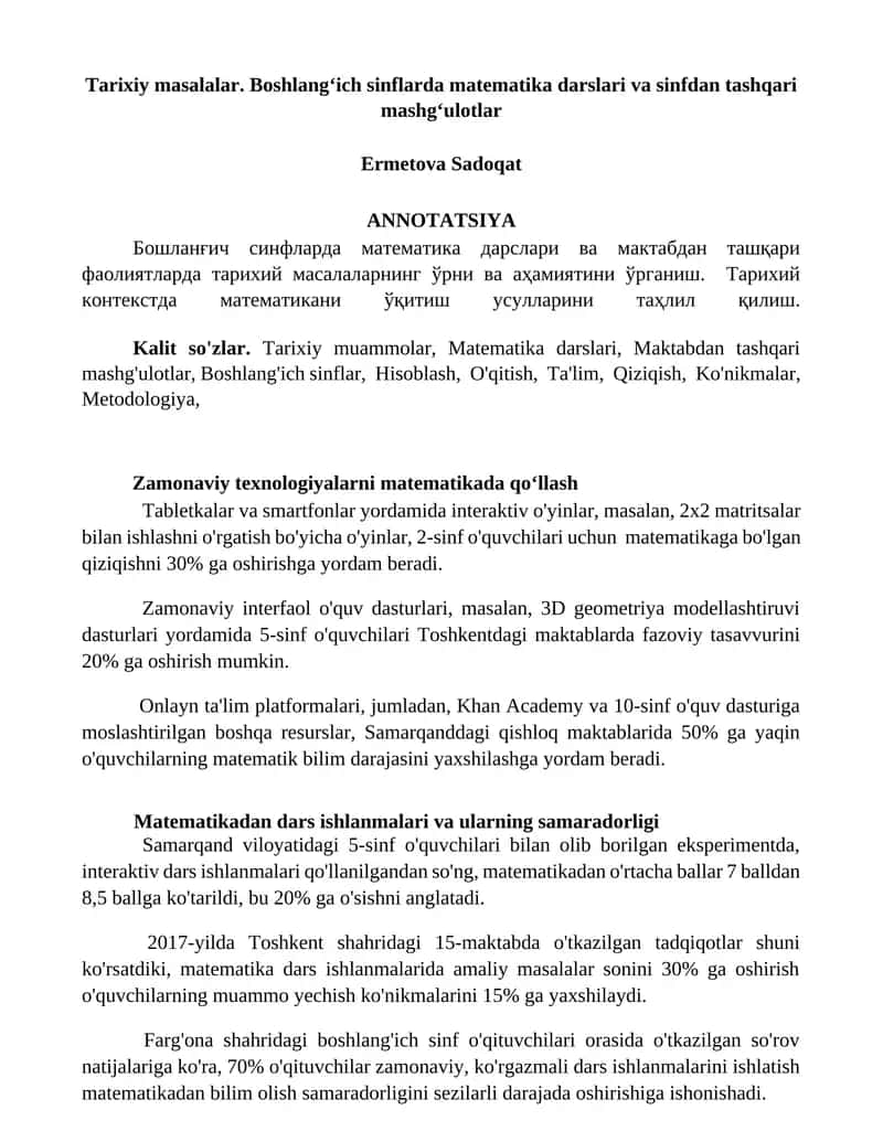 Zamonaviy texnologiyalarni matematikada qo'llash 1