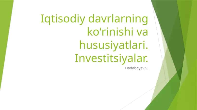 iqtisodiy davrlarning korinishi 1