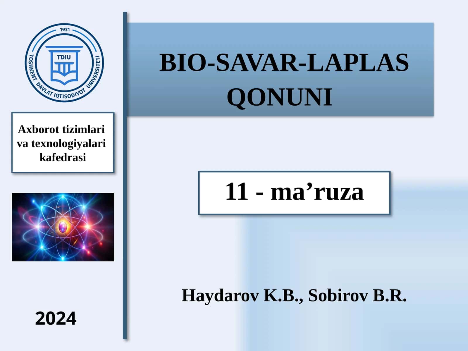 BIO-SAVAR-LAPLAS QONUNI 1