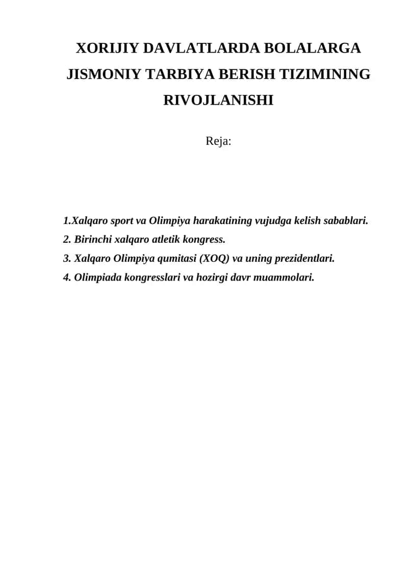 XORIJIY DAVLATLARDA BOLALARGA JISMONIY TARBIYA BERISH TIZIMINING RIVOJLANISHI 1