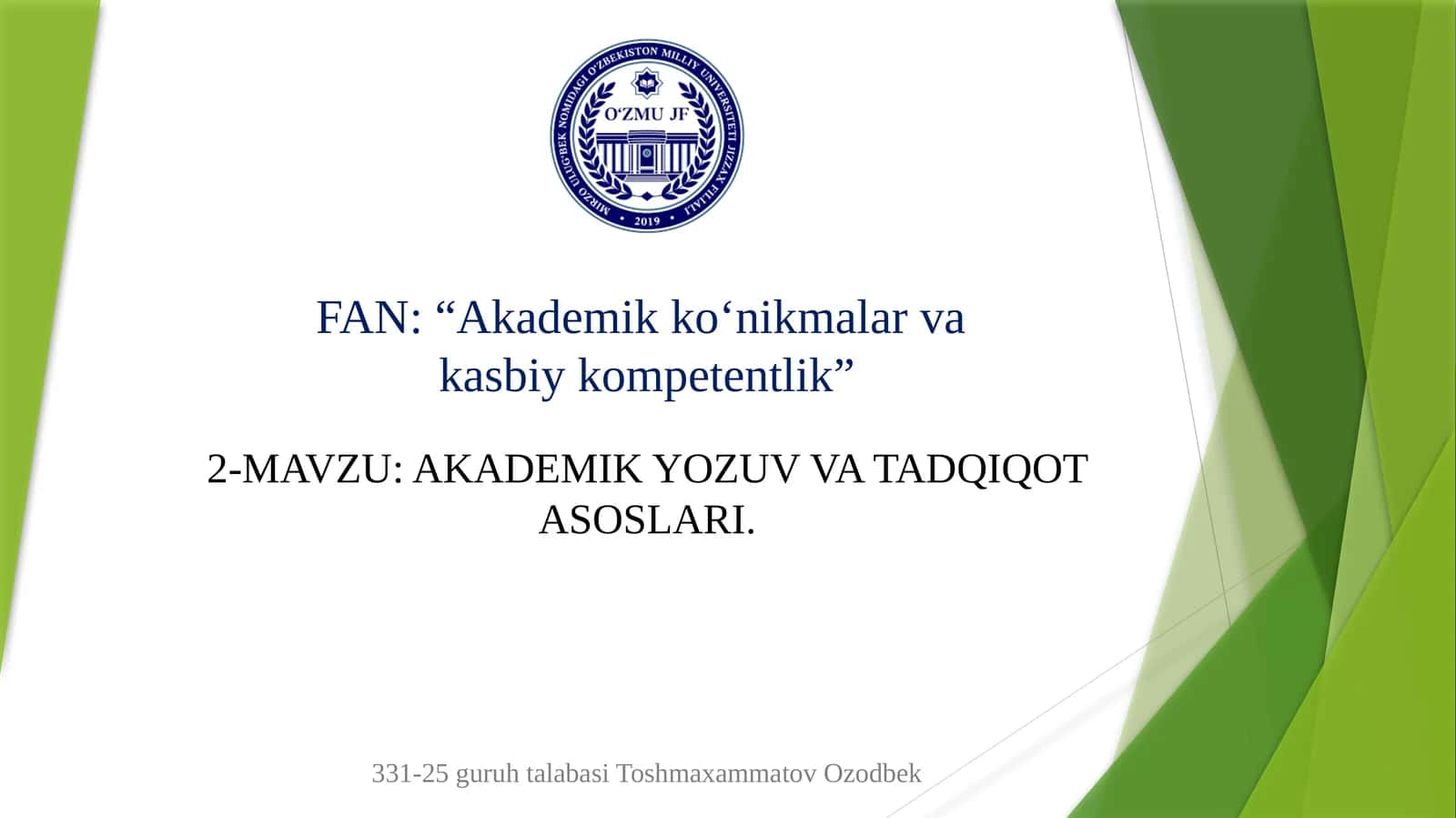 AKADEMIK YOZUV VA TADQIQOT ASOSLARI 1