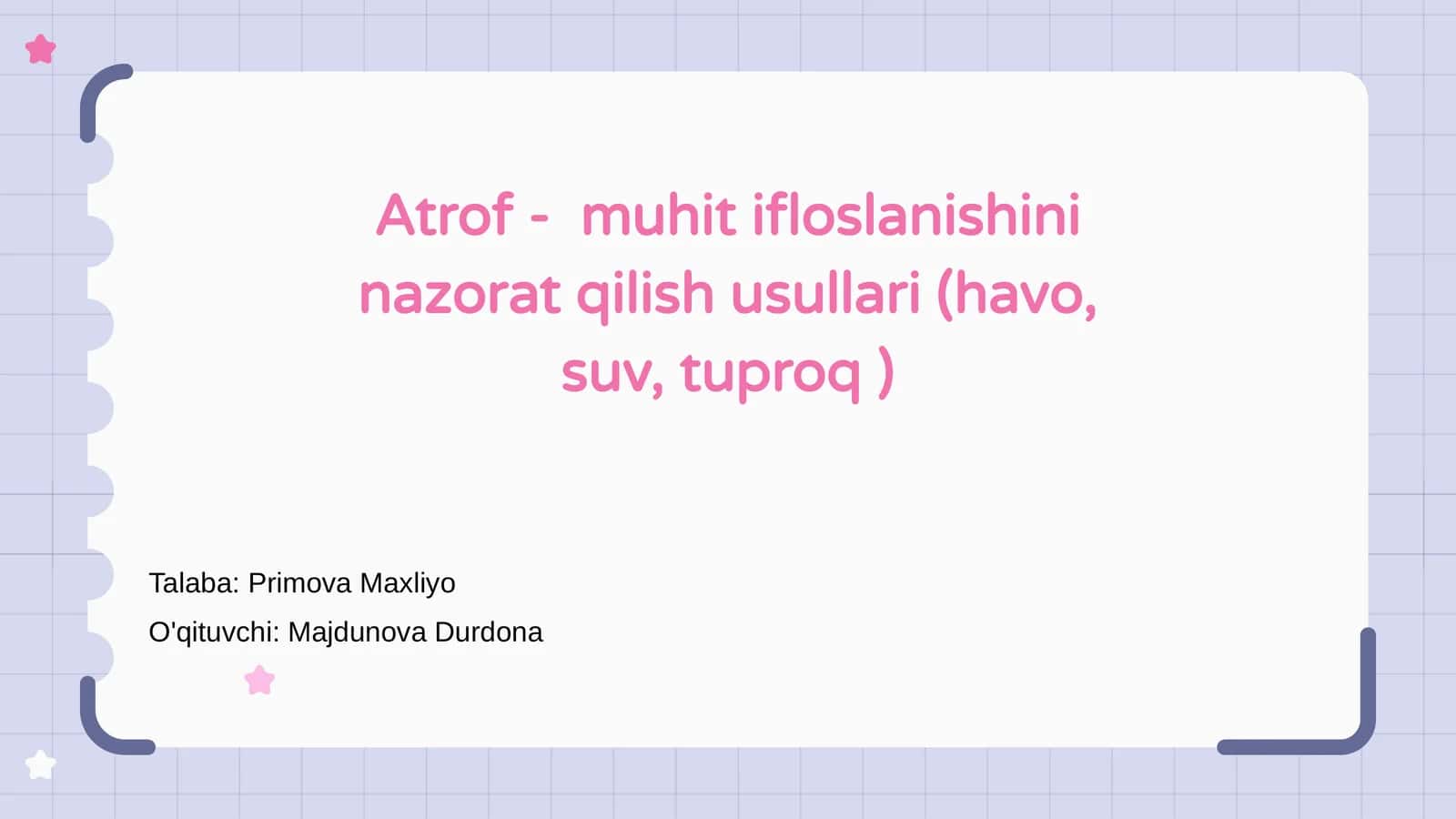 Atrof - muhit ifloslanishini nazorat qilish usullari (havo, suv, tuproq) 1
