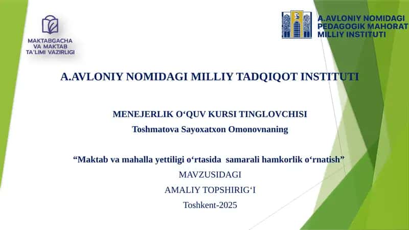 MENEJERLIK O‘QUV KURSI TINGLOVCHISI 1