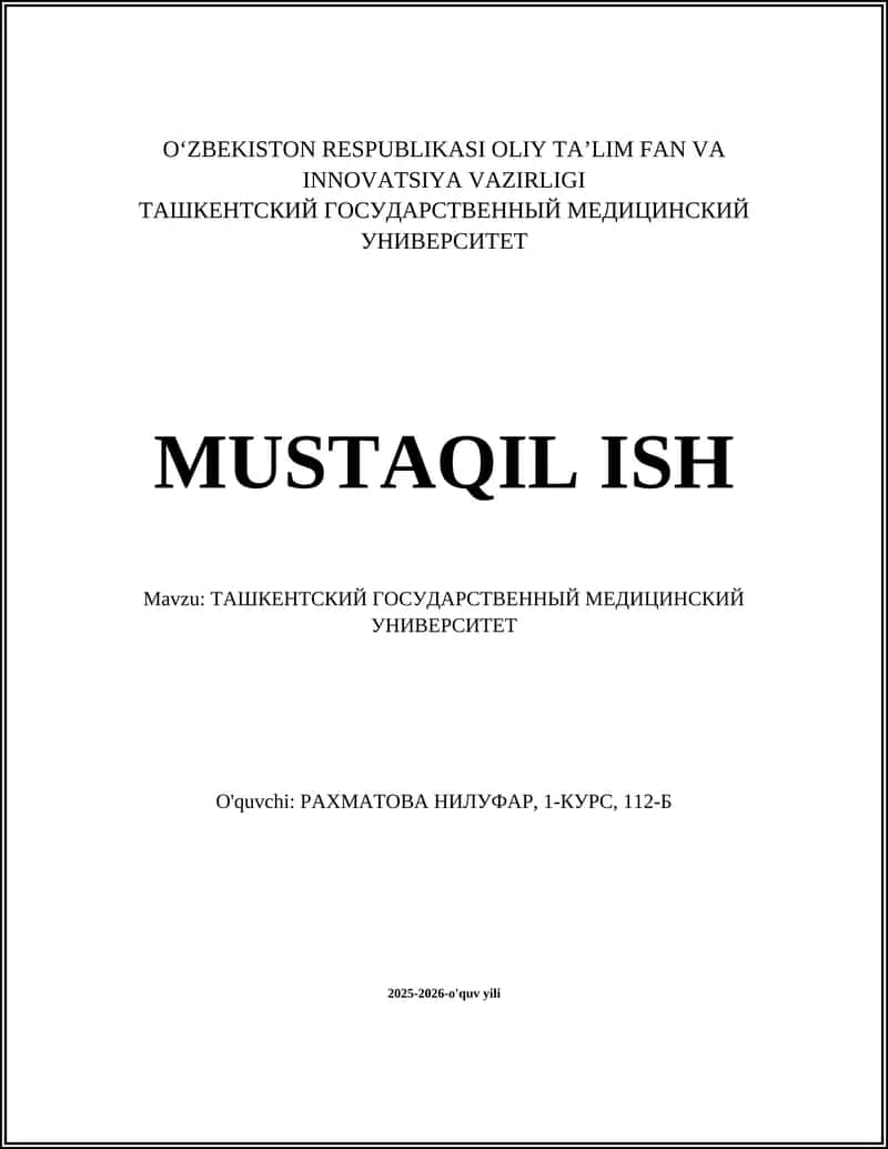 Toshkent Davlat Tibbiyot Universiteti 1