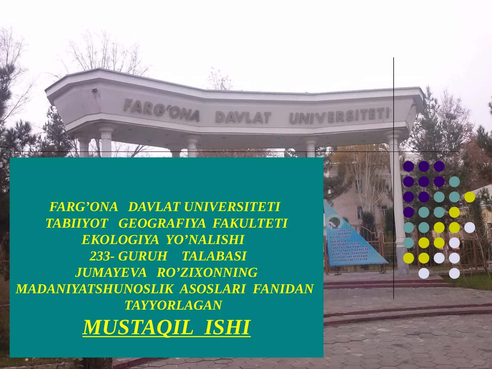 MADANIYAT SHUNOSLIK ASOSLARI FANI 1