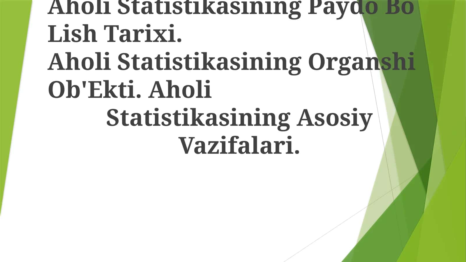 Aholi Statistikasining Paydo Bo Lish Tarixi 1