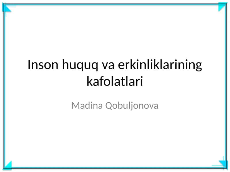 Inson huquq va erkinliklarining kafolatlari 1