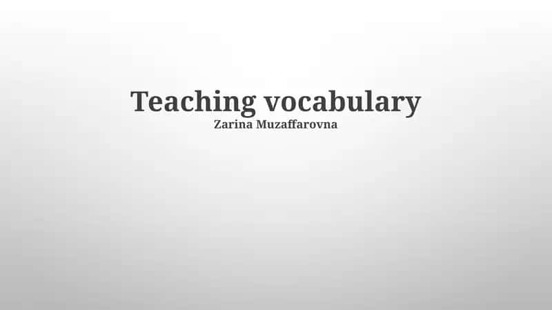 Teaching vocabulary 1