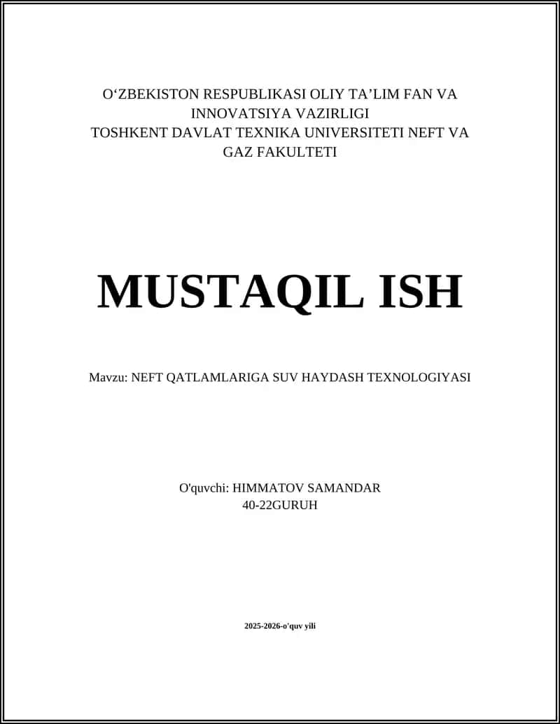 NEFT QATLAMLARIGA SUV HAYDASH TEXNOLOGIYASI 1