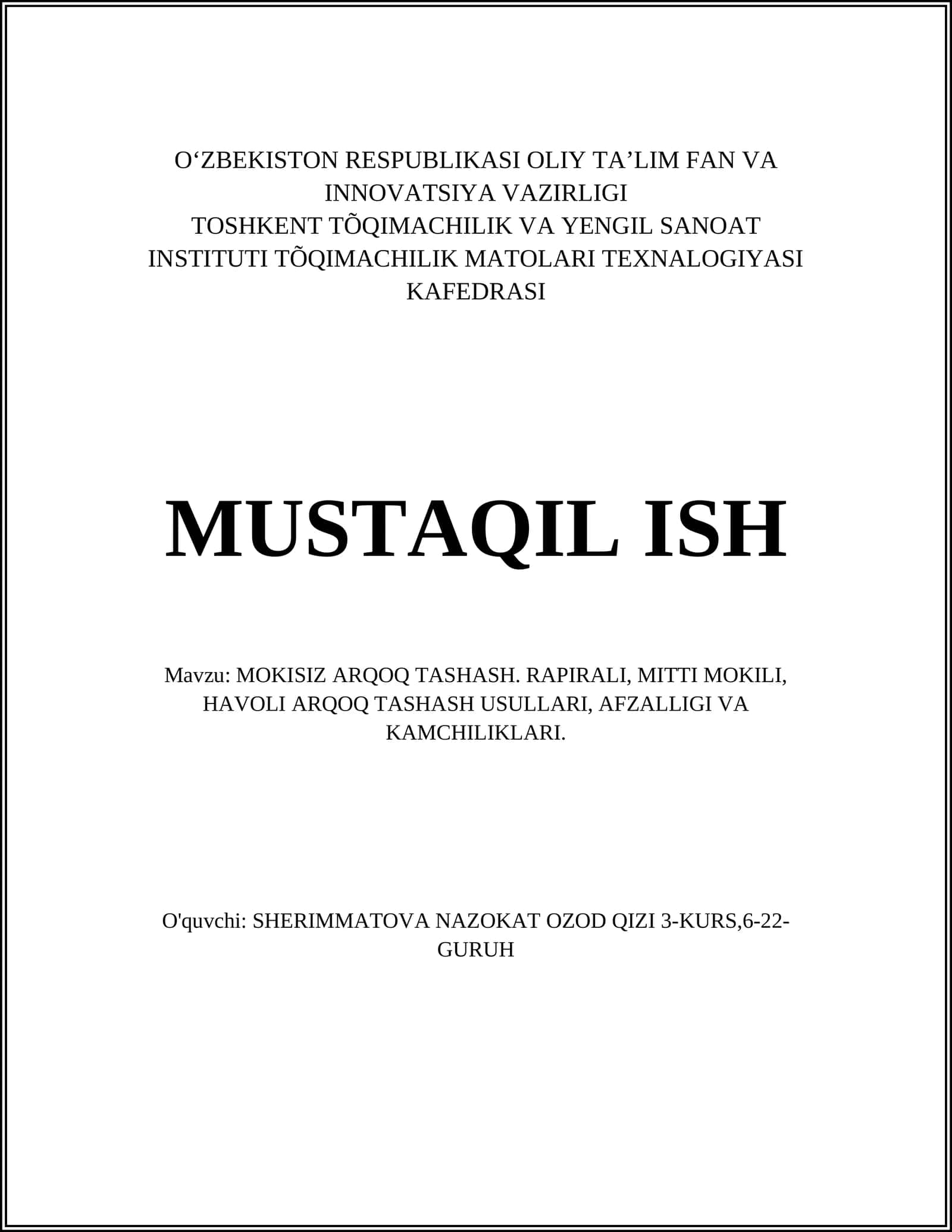 Mokisiz Arqoq Tashash Texnologiyasi 1