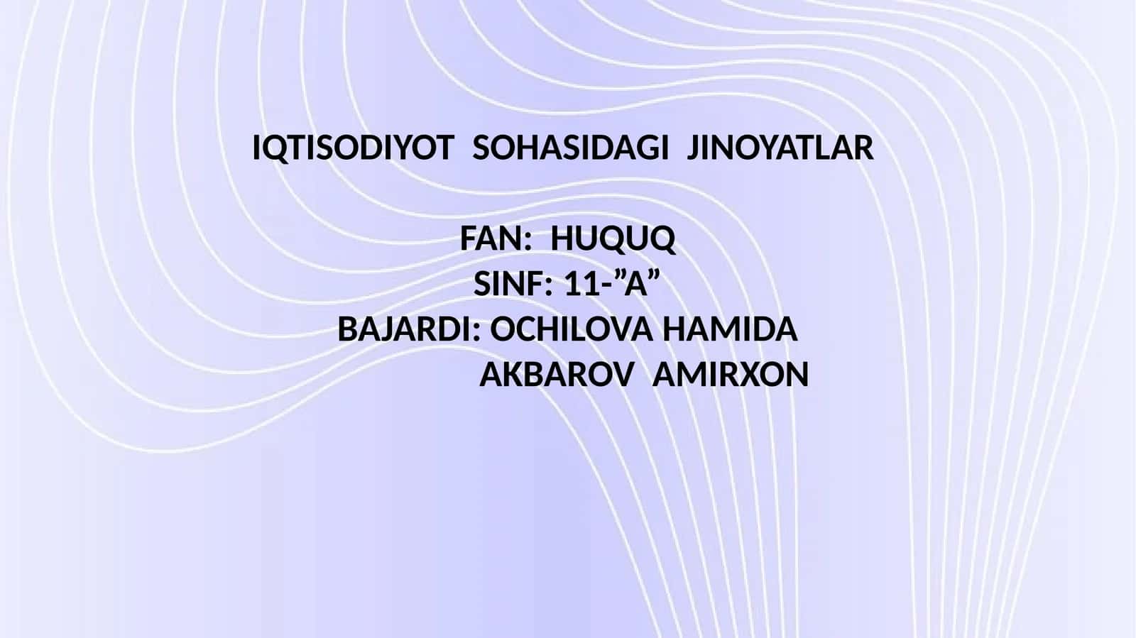 IQTISODIYOT SOHASIDAGI JINOYATLAR 1