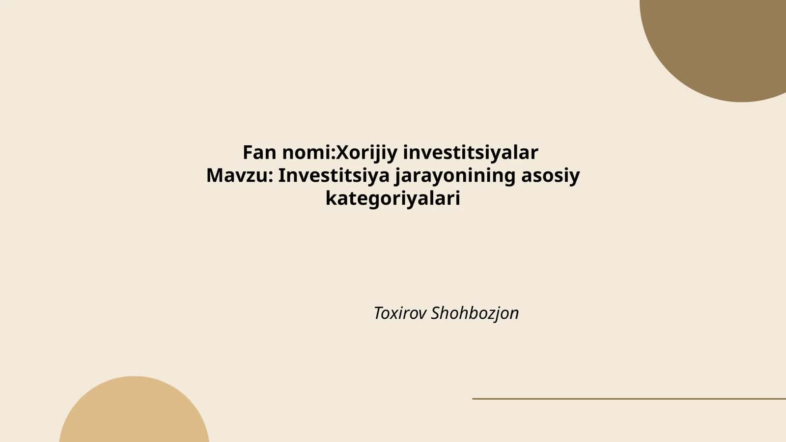 Xorijiy investitsiyalar 1