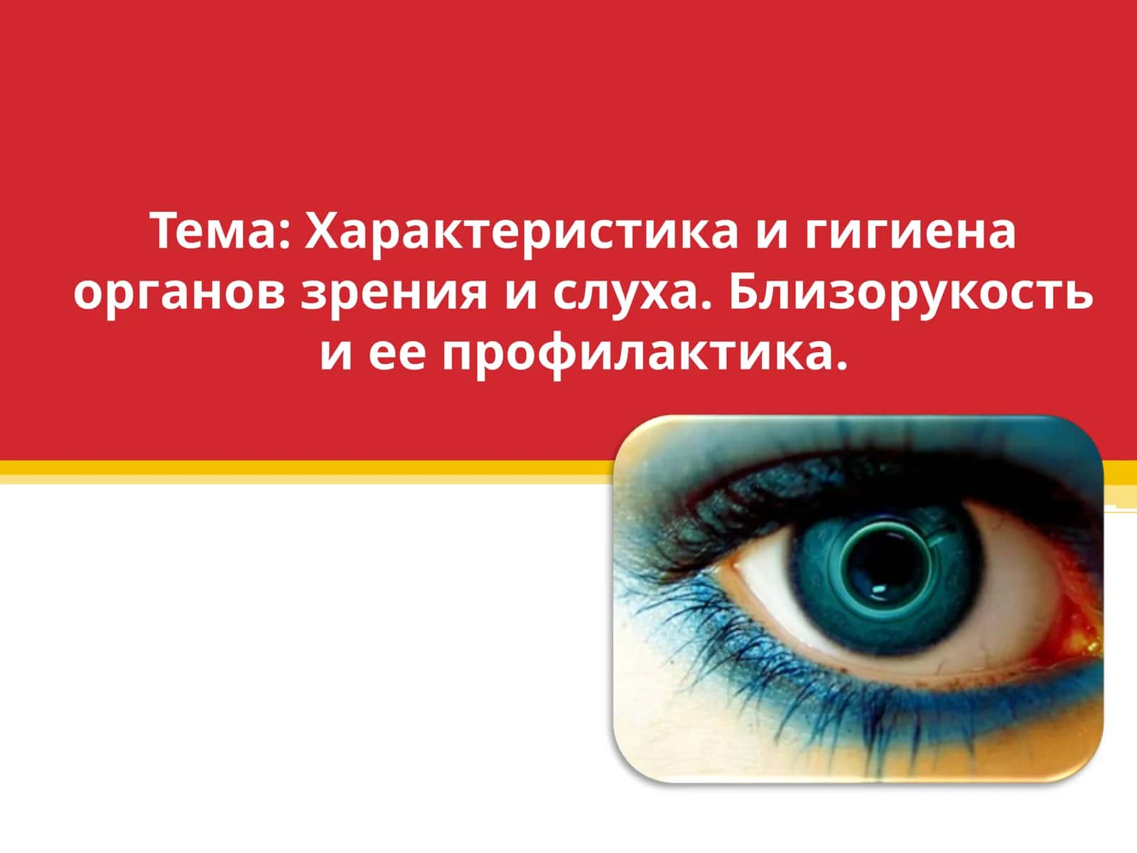 Характеристика и гигиена органов зрения и слуха. Близорукость и ее профилактика. 1