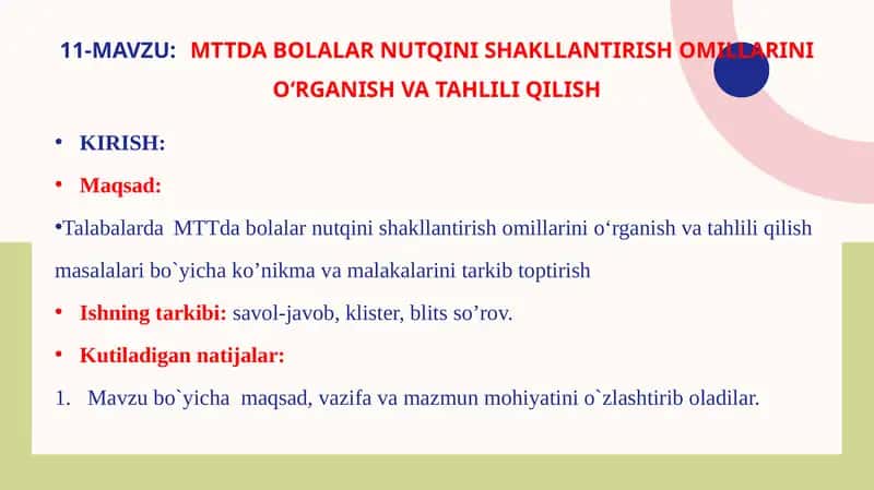 MTT dabolarni nutqini shakllantirish 1