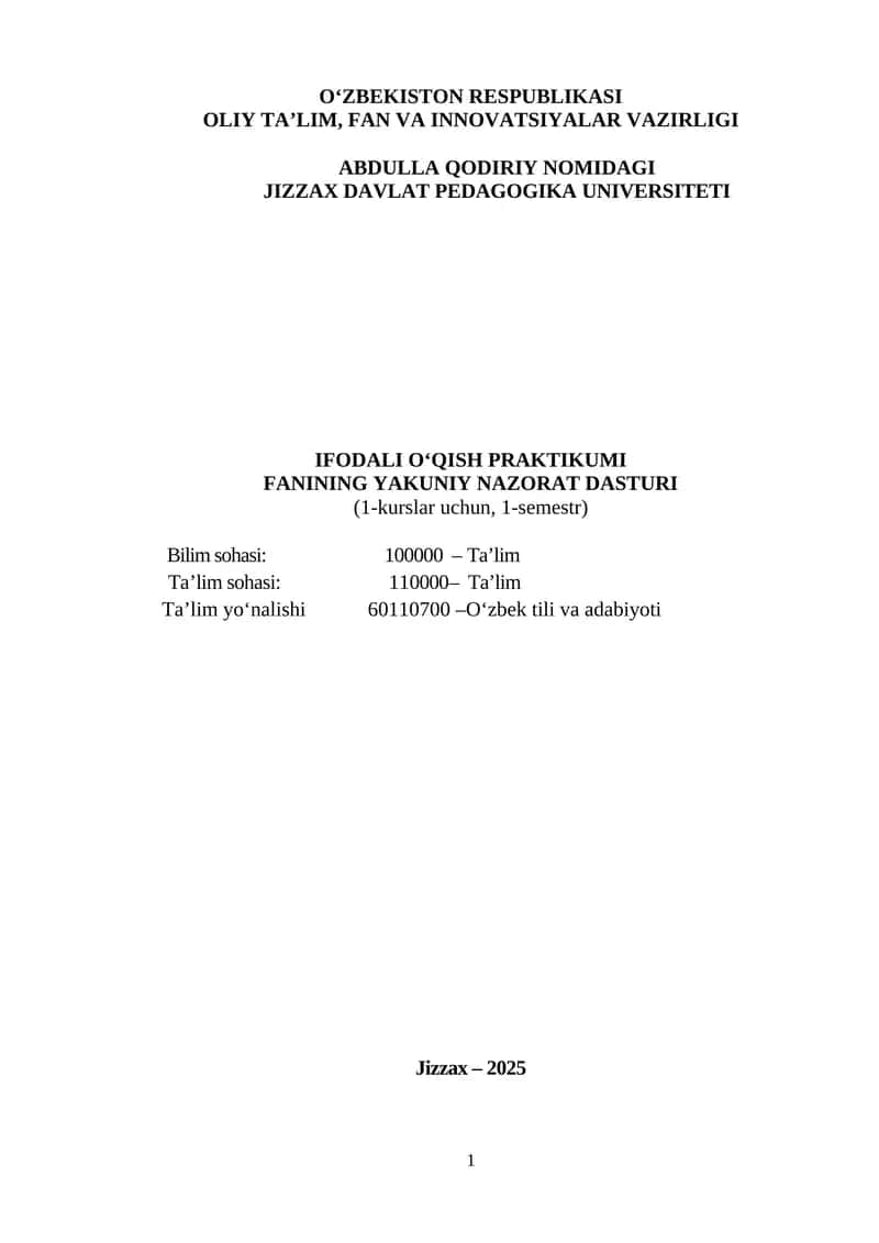 IFODALI О‘QISH PRAKTIKUMI 1