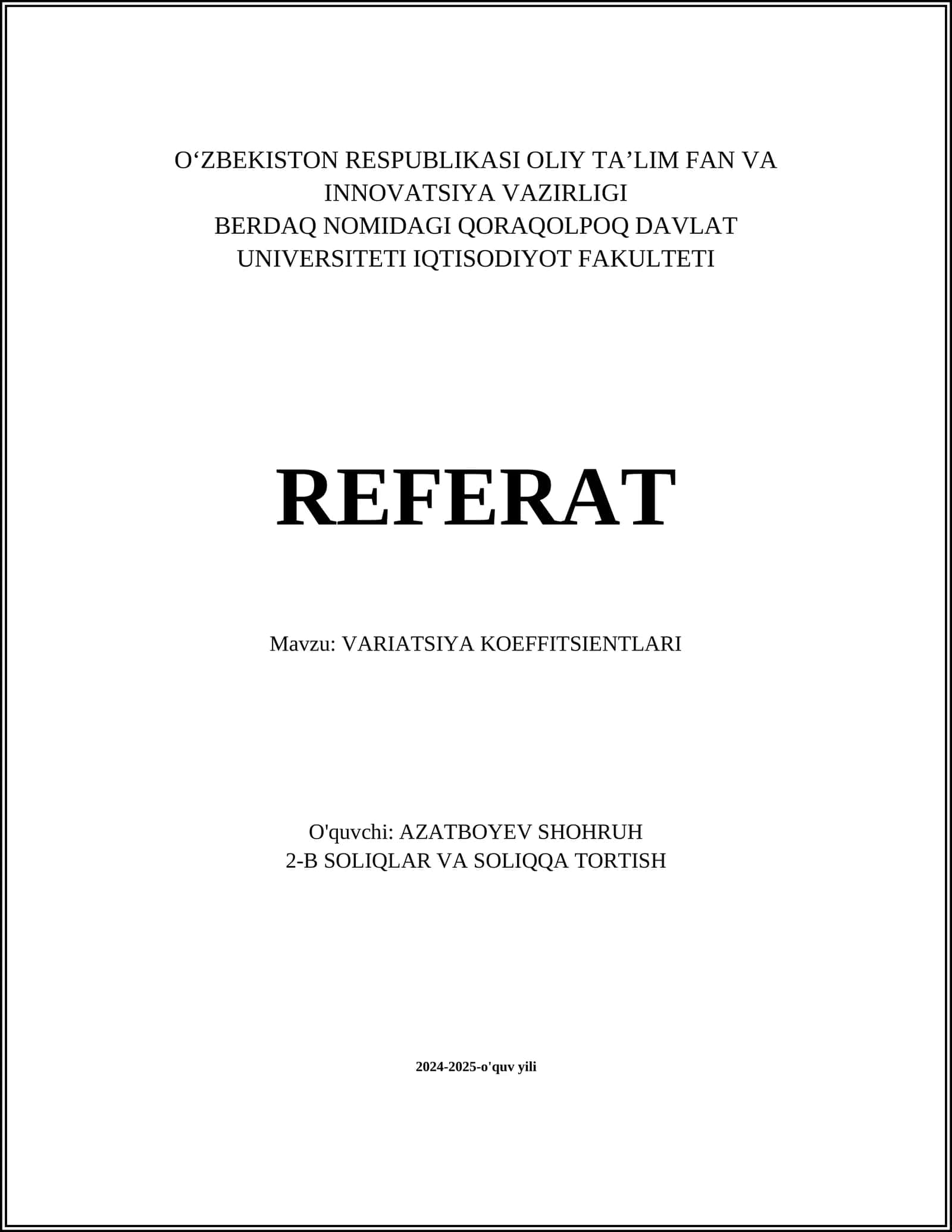 VARIATSIYA KOEFFITSIENTLARI 1