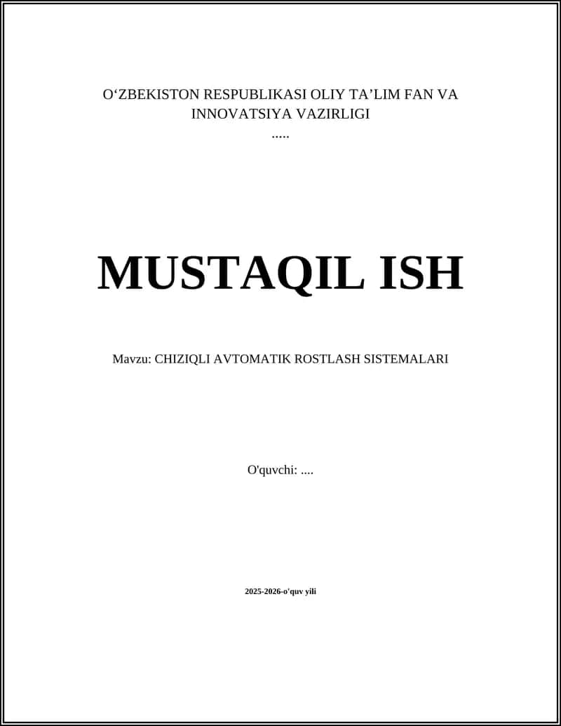 CHIZIQLI AVTOMATIK ROSTLASH SISTEMALARI 1