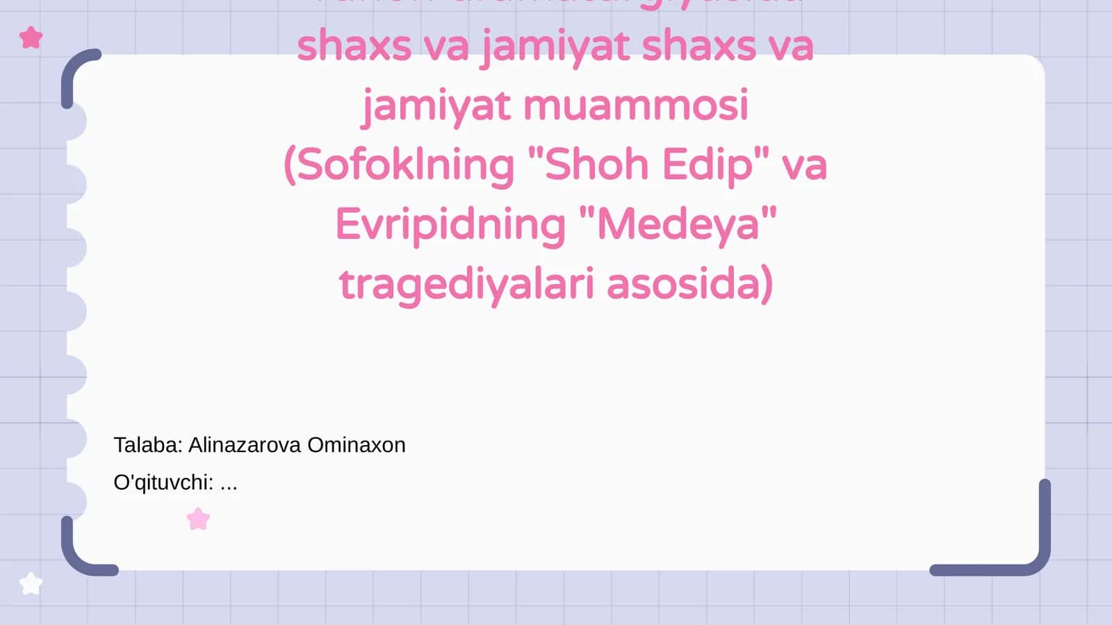 Yunon Dramaturgiyasida Shaxs va Jamiyat Muammosi 1