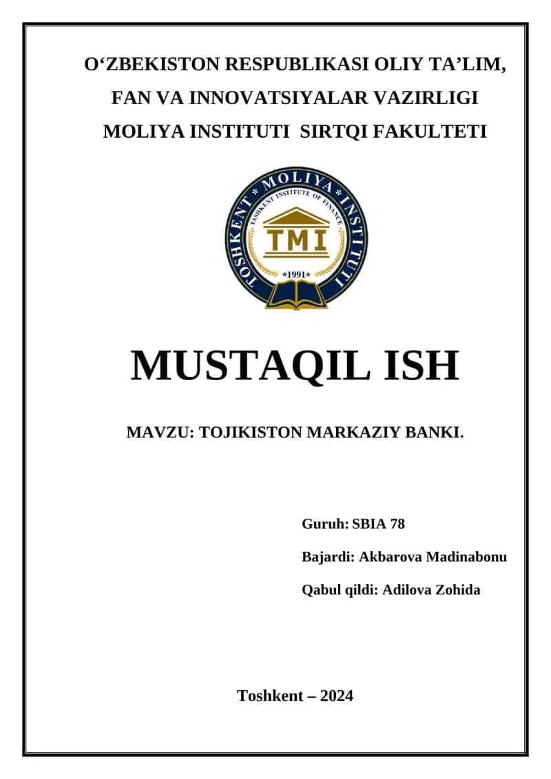 Tojikiston Markaziy Banki 1