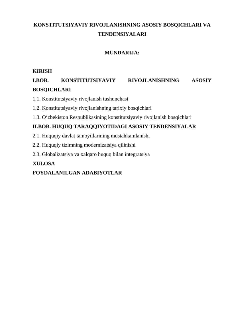 Konstitutsiyaviy Rivojlanishning Asosiy Bosqichlari va Tendensiyalari 1