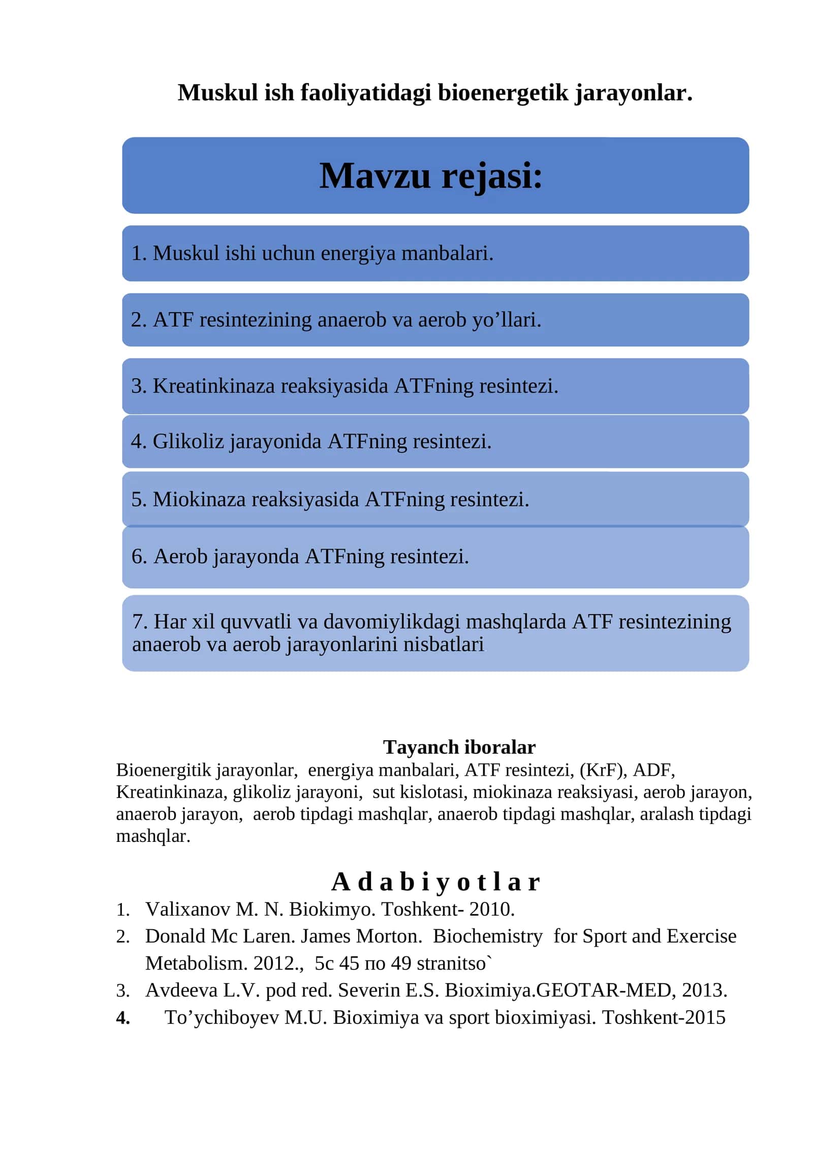 Muskul ish faoliyatidagi bioenergetik jarayonlar 1