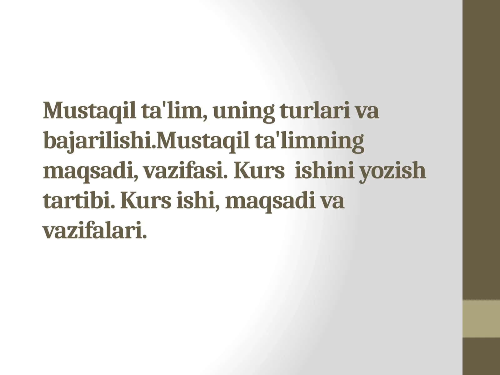 Kurs ishi, maqsadi va vazifalari 1