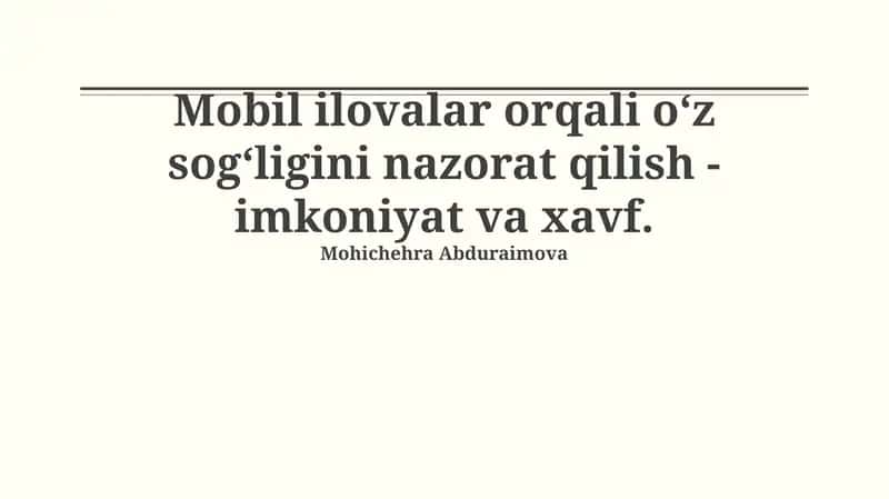 Mobil ilovalar orqali o‘z sog‘ligini nazorat qilish - imkoniyat va xavf 1