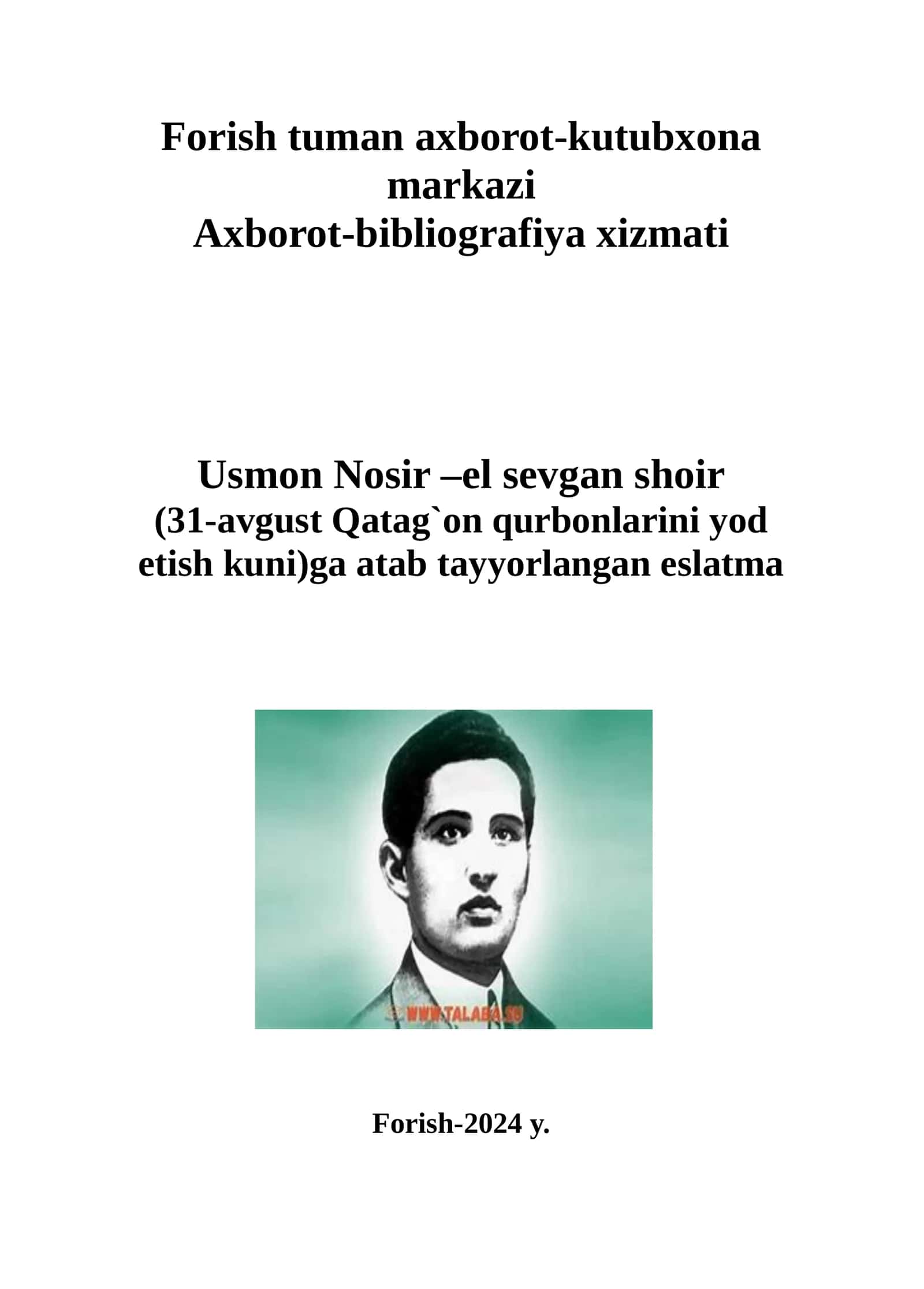 Usmon Nosir –el sevgan shoir 1