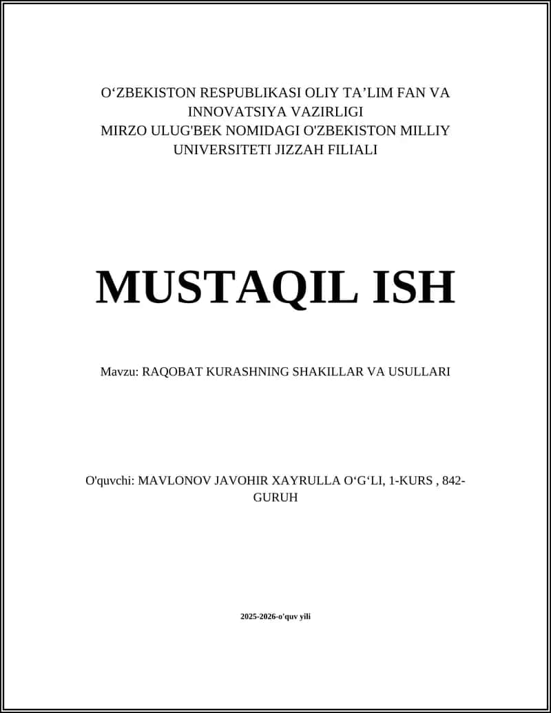 RAQOBAT KURASHNING SHAKILLAR VA USULLARI 1
