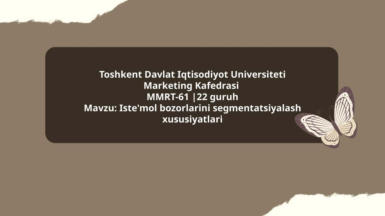 Iste'mol bozorlarini segmentatsiyalash xususiyatlari 1